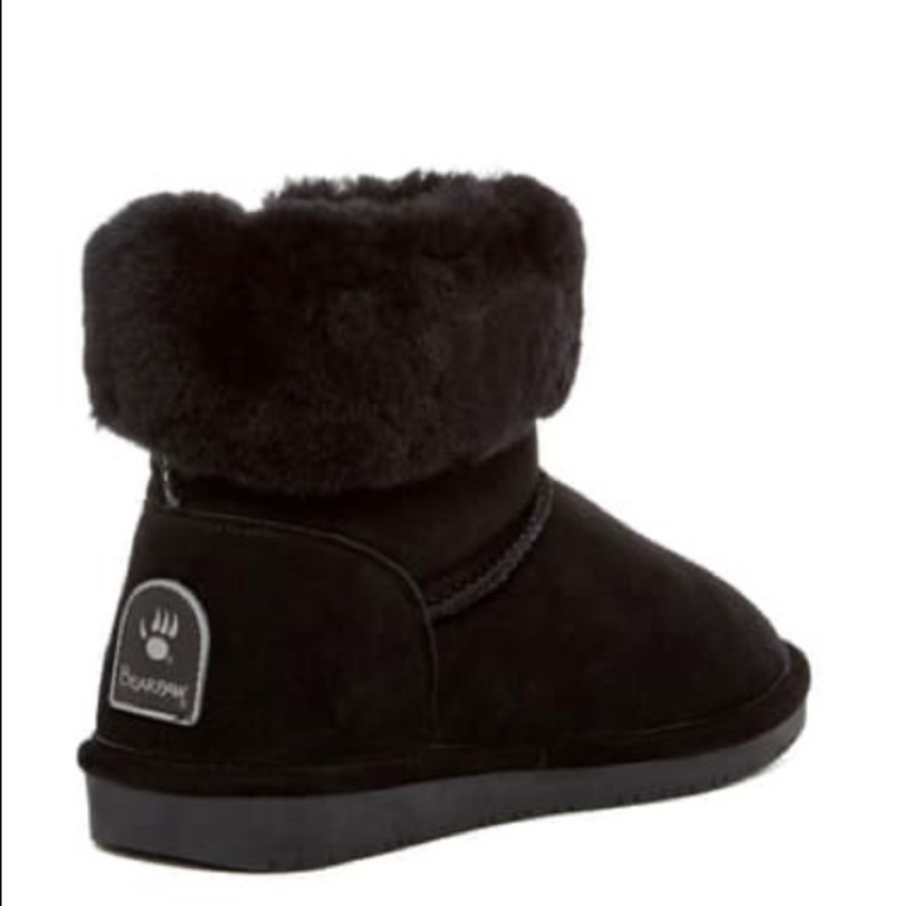 Bearpaw Abby Suede Ankle Bootie with Sheepskin Collar